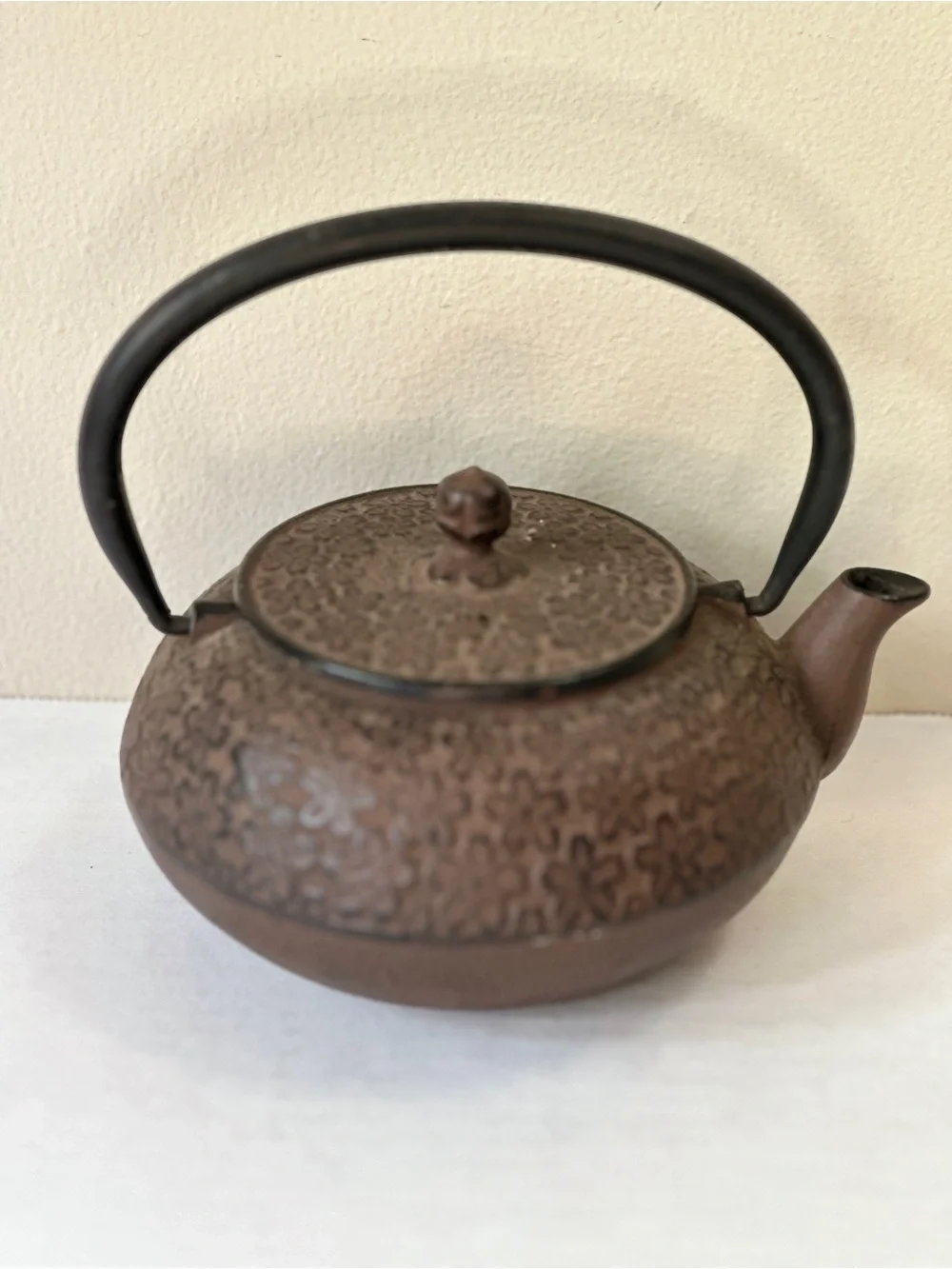 Vintage Japanese Nambu Tekki Cast Iron Tetsubin Teapot Cherry Blossom Sakura